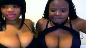 Homemade sex vid with two ebony gals boasting of their big boobs