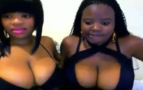 Homemade sex vid with two ebony gals boasting of their big boobs