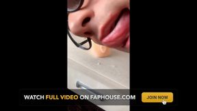 Twink Licks Own Cum From Fake Pussy