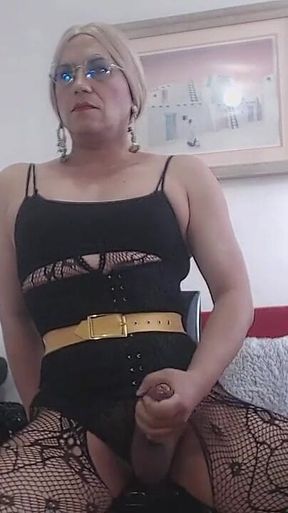 In Fishnets I Enjoy My Cock