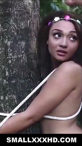 Petite Teen Tree Hugger Tied Up And Fucked By Worker Outdoors   Clip 2