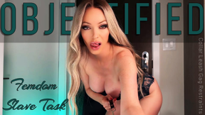 Objectified - Femdom Slave Task: Collar, Leash, Ballgag, Restraints. Submit to Corseted Blonde Goddess Mistress Emily Marilyn