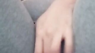 Cum herself Camel toe squirt grey leggings