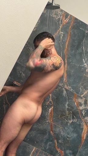 Naughty Redhead Friend of my Wife watching me take a shower