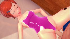 The cute Gwen is wet and takes off her swimsuit to fuck (adult version) (hentai)