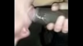 Snow bunny sucking big black dick