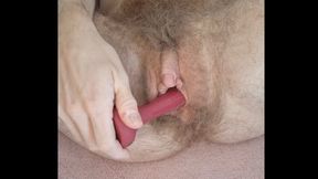 Close-up view of my hairy FTM pussy as I edge, cum, and squirt!