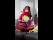 Rubbery Bird Teasing Self With Wand