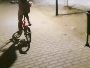 Sexy Girl riding bike naked in a public road - Risky but she loves that - Hotsportfit Girl