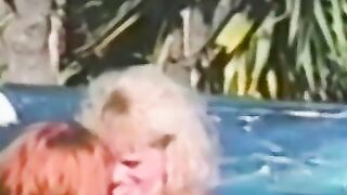 Vintage dykes have fun in jacuzzi before tongue fucking