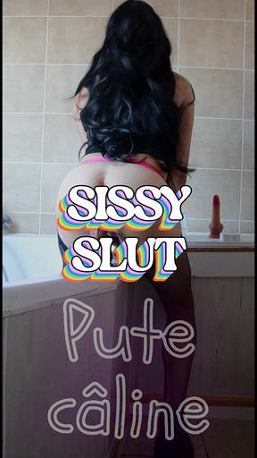 French Sissy Slut Rides BBC Dildo Like A Good Girl