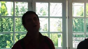 Aggressive throat fucking for busty brunette