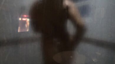 My girlfriend showering in the nude caught on camera