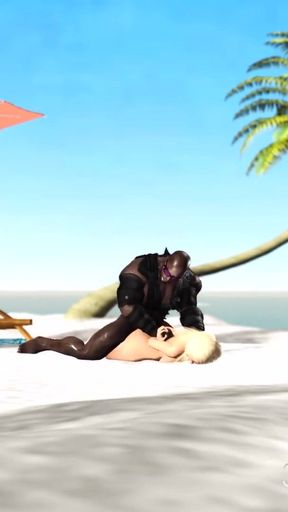 Unforgettable moment from "A super sexy horny blonde gets fucked by BBC in the desert island"