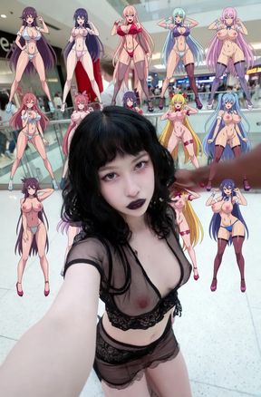 Curvy emo goth takes a public blowjob