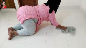 A Saudi Muslim Maid Is Handcuffed to the Door and Fucked by the Owner's Son Every Morning While She Cleans the House