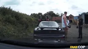 Police Partner Spit-Roasted Over Car Bonnet After Strip Search Threesome - Fake Cop