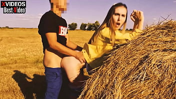 The stepson took his stepmother to nature and fucked her well on a haystack.
