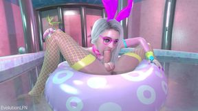 Futa Girl Sucks Her Own Penis on Swimming Ring