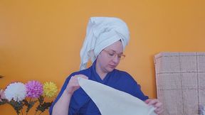 Nose Honking with Getting Dressed in Robe and Hair Towel