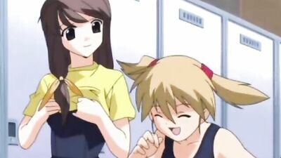 Blonde college girls become horny after being caught in a cartoon sex video