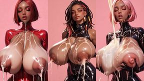 horny black 18+ ai ladies play in front of the camera with their stiff nipples and plump udders