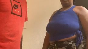 Ebony maid gets a hard belt spanking for not wiping down the door