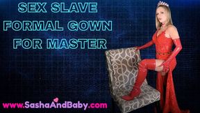 Sex Slave Dresses in Gown for Master - POV Orgasms - Gold Dildo - Formal Dress Gown - Perfect Body - Nipple Clamps