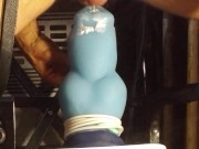 Private Video, Outside in Workshed Riding XL knotted Dildo