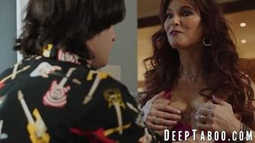 Stepmom Syren De Mer seduces stepson and rides his cock