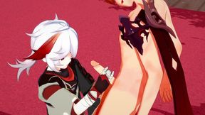 genshin impact yaoi 3d - kazuha x tartaglia handjob - japanese asian manga anime game porn