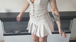 Giantess goddess Charlie Caroline Crushes a 1953 Ford Victoria Convertible in chunky black feet seeing heels full body view