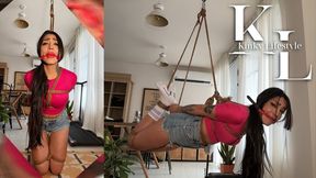 Bondage Model Mara Caught & Suspended By A Fan