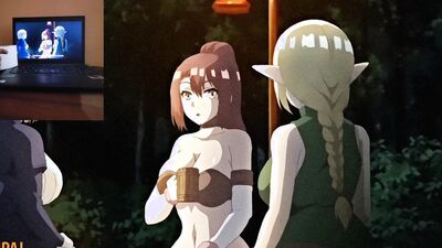 Lucky dude bangs his roomate and her friends in a steamy threesome, including Isekai Haram, a busty blonde with