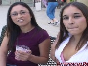 Sakura's asian pussy gets stretched out while her GF watches!