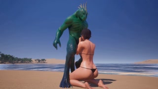 Japanese TEEN FUCKS GODZILLA, cum facial, anal creampie, (Wild Life game)