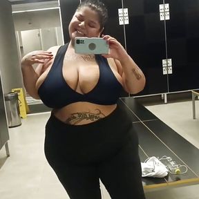 Slutty BBW In The Gym Bathroom