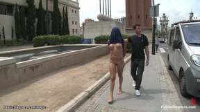 Bound ginger booty banged in public