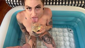 having a fine glass of piss