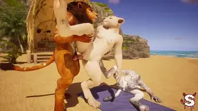 Furry trio ends in creampie and squirting in intense Wild Life sex