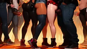 Gothy babe's huge tits bounce while getting fucked at concert