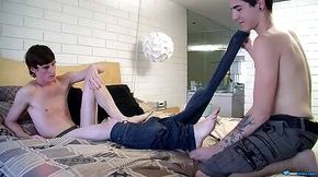Skinny homo Jase Bionx licks panties before gay sex