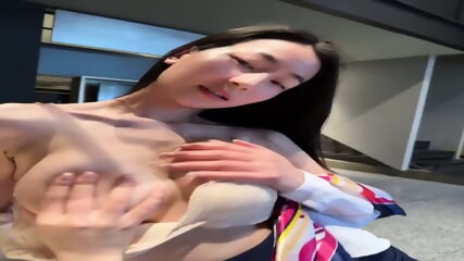 Beautiful Chinese stewardess meet up and fuck after arrival