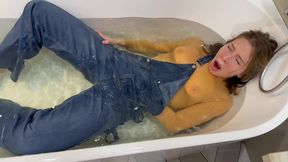 Denim Overalls and Sheer Bodysuit! Masturbation!