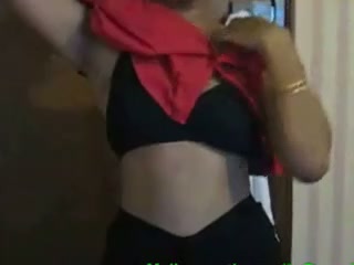 Homemade solo tape with Indian chick stripping in front of a cam