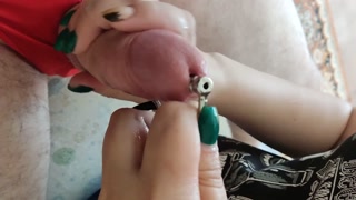 PeeHole Training. Urethral sounding and cumshot.Femdom BDSM