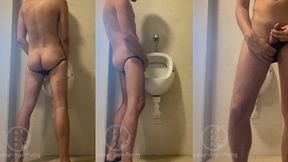 dared his flatmate to expose his hot smooth butt at the pool s public toilets urinal
