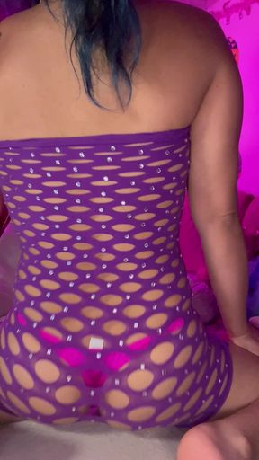 Naughty in Purple Suit and Pink Thong