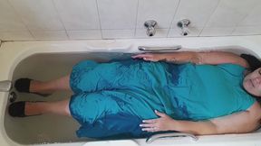 Heels and Blue Dress Drenched in the Tub