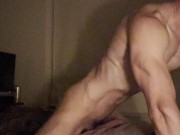 Horny swole guy humps pillow, want to be next